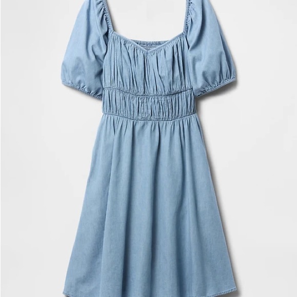 GAP Dresses & Skirts - GAP Light Blue Jean Puff Sleeve Dress XL Brand new without tag